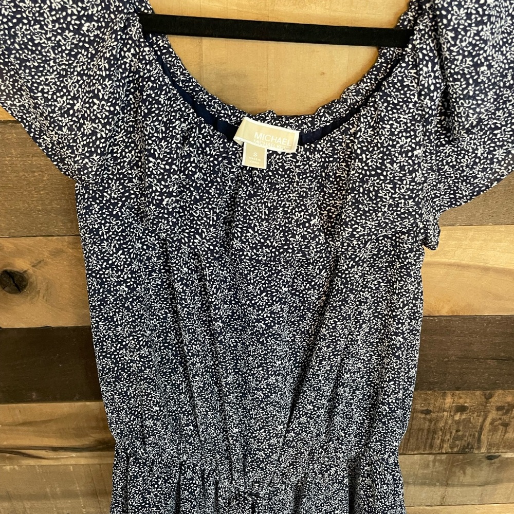 Michael Kors Navy Floral Blouse - Picture 3 of 6